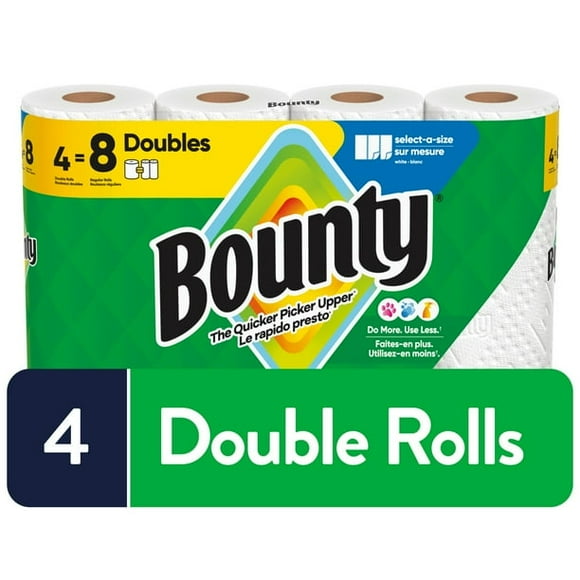 Bounty Paper Towels Select-A-Size White, 4 Double Rolls Per Roll, 4CT