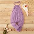thumbnail image 7 of Toddler Girls Casual Jumpsuits Sleeveless Loose Spaghetti Strap Summer Rompers Long Pants Rompers with Pockets Preppy Clothes Size 2T, 7 of 7