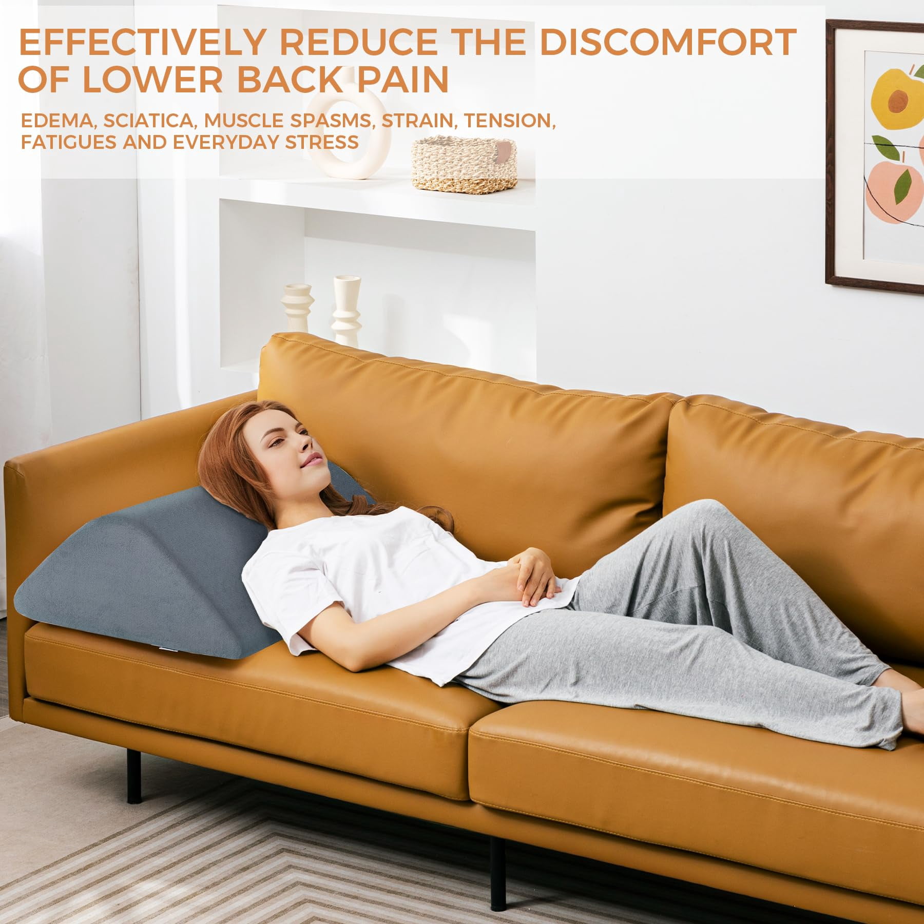 Ganondorf Knee Wedge Pillow 8'' for Post-Surgery Recovery - Leg Elevation Support for Sleep Position, Alleviating Lower Back & Hip Pain Enhancing Circulation in Ankles Legs Triangle Pillow