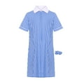 thumbnail image 4 of iixpin Girls Short Dress Collar Skater Tunic Causal Cute School Uniform Kids Party Dress for Summer Blue 10, 4 of 6