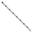 thumbnail image 2 of White Sterling Silver bracelet Gemstones Amethyst Oval Purple Diamond Round 7 in 8 mm, 2 of 4