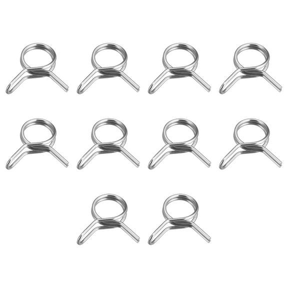 Double Wire Spring Hose Clamp, 304 Stainless Steel 6.5mm Fuel Line Silicone Tube Spring Clips, 10 Pack