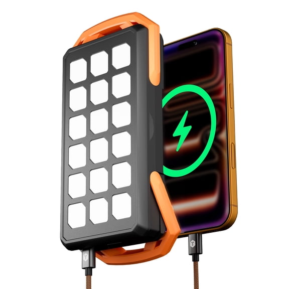 ToughTested 10000mAh Solar Power Bank, Dual Panel Portable Charger, 18W USB-C Fast Charging, LED Light, Rugged Waterproof for iPhone and Android