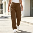 thumbnail image 5 of Fnooota Women's Joggers with Pockets, Relaxed Fit Fall Running Drawstring Elastic Waist Athletic Pants Jogger Pants Brown Size M, 5 of 7