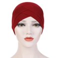 thumbnail image 3 of Women Solid India Hat Muslim Ruffle Cancer Chemo Beanie Turban Wrap Scarf Cap, 3 of 5