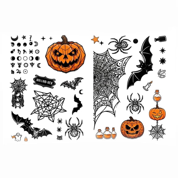 Window Clings Halloween Party Decorations Spooky Gothic Themed with Pumpkin Bat Web Patterns for Indoor Outdoor Halloween Party Supplies Home Window Decor