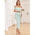 thumbnail image 3 of Vestido de maternidad AISWI de malla con abertura en los hombros descubiertos, verde fruncido, 3 of 5