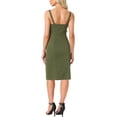 thumbnail image 3 of Vestidos de mezclilla para mujer INSPIRE CHIC, sin mangas, con botones, escote corazón, midi, talla XL, verde oscuro, 3 of 6