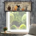 thumbnail image 4 of Halloween Pumpkins Farmhouse Short Window Curtain Valances, Horror Black Cat Spooky Bat Rod Pocket Kitchen Valances for Living Room Bedroom Bathroom Cafe 42" x 18", 4 of 8
