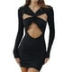 thumbnail image 2 of Txlixc Vestido ajustado para mujer, Club ahuecado cruzado frontal de manga larga sexy Txlixc Sexy, 2 of 8