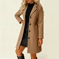thumbnail image 7 of Women Pea Coats Winter Warm Lapel Collar Single Breasted Trench Coat Business Long Jacket Overcoat Coffee 2XL, 7 of 7
