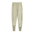 thumbnail image 4 of WREESH Men's Sweatpants Fashion Drawstring Elastic Waist Solid Color Casual Sweat Length Pants Khaki, 4 of 9