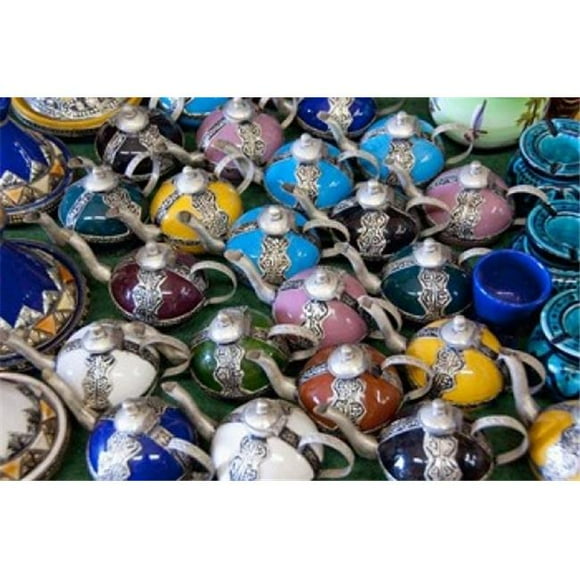Danita Delimont PDDAF29CMI0068 Morocco Casablanca Market Ceramic Tea Pots Poster Print by Cindy Miller Hopkins, 34 x 23