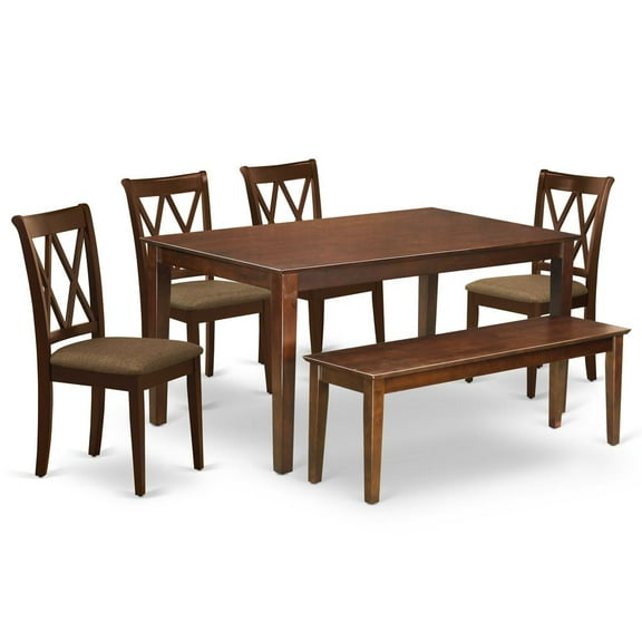 East West Furniture Dining Room Set Mahogany, DUCL6-MAH-C
