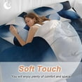 thumbnail image 4 of Abstract Curve 4 Piece Duvet Cover Set California King Size White Blue Gradient Stitching Soft Bedding Set Comforter Cover, 1 Duvet Cover 1 Flat Sheets and 2 Pillowcases, 4 of 9