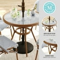 thumbnail image 3 of Martha Stewart 31.5" Round Indoor-Outdoor Bistro Dining Table with Natural Woodgrain Aluminum Finish Frame and White/Navy Woven Rattan Tabletop, 3 of 10