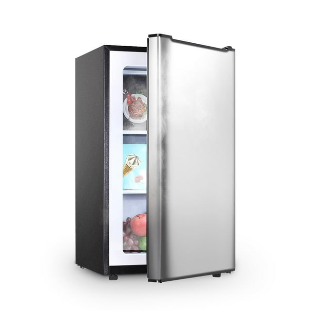 Congelador vertical Gshop Mini 88L de acero inoxidable con 3 estantes