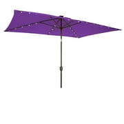 Rectangular Solar Powered LED Lighted Patio Umbrella - 10' x 6.5' - By Trademark Innovations (Purple)