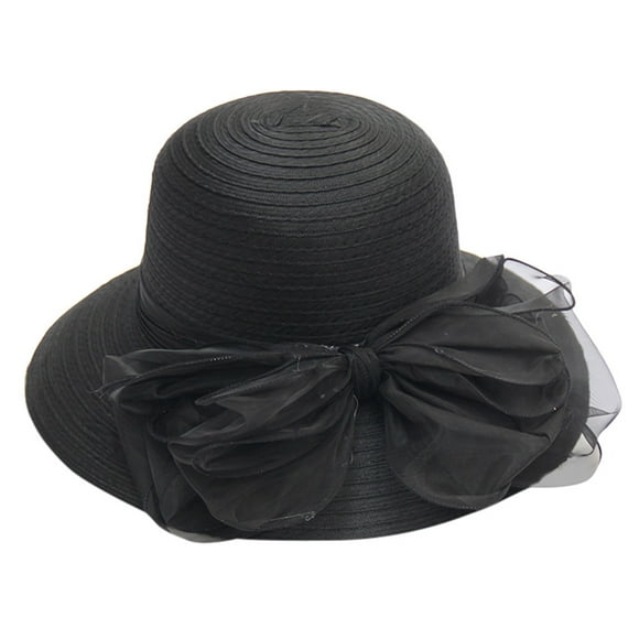 MZXELPRJD Fascinators Hats for Women Tea Party Kentucky Derby Hat with Flower Fashion Wide Brim Sun Hat for Cocktail Bridal Wedding Straw Hat