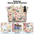 thumbnail image 2 of Tote Bag for Women - Pug Dogs with Flowers Shoulder Bag - Large Utility Work Duffle Bag with Zipper Handbag for Travel, Work, Sprots, 2 of 5