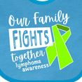 thumbnail image 4 of Inktastic Our Family Fights Together Lymphoma Awareness Lime Ribbon Boys or Girls Baby Bib, 4 of 4