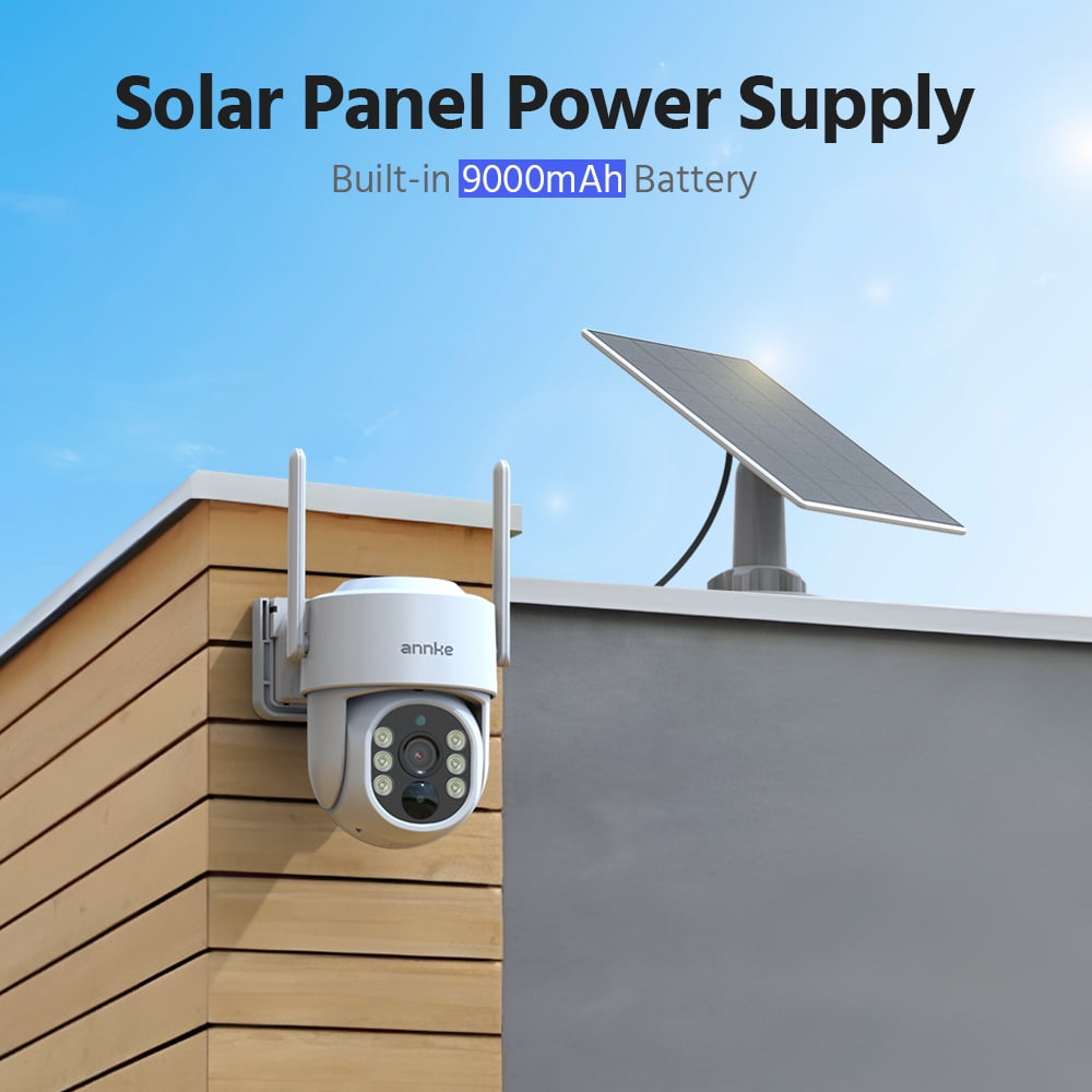 ANNKE 4MP 2K Wireless Security Camera Outdoor, 5MP 2-Cam Kit Solar Surveillance System, PIR Human Detection, 360° Pan&Tilt, Compatible with Alexa, Color Night Vision, No Monthly Fee