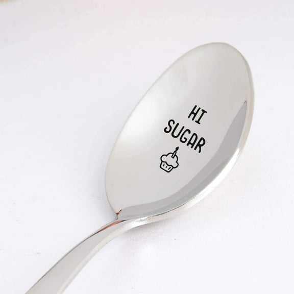 Gift for Boyfriend | Hey Sugar Engraved Spoon for Men Women | Valentines Day from Girlfriend | Wife Gift from Husband | Christmas/Birthday Gift for Coffee Tea Lovers