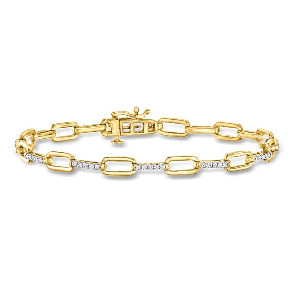 Ross-Simons 0.50 ct. t.w. Diamond Paper Clip Link Bracelet in 18kt Gold Over Sterling, Women's, Adult