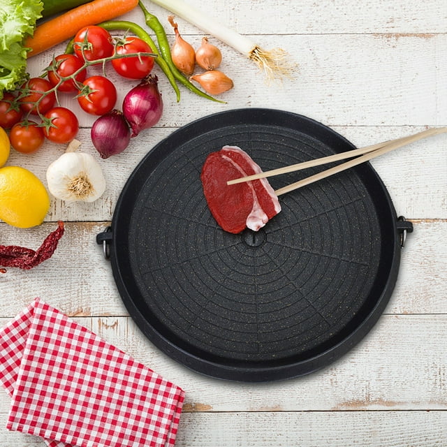 Cqxid Plateaux de Cuisson et Plateaux à Moins de 30 $ Poêle Gril Bulgogi Camping Plaque de Cuisson Haut de Gamme pour Gril Table de BBQ Gril Rond Plateaux de Cuisson Plateaux