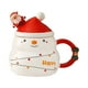 thumbnail image 1 of Taza De Cerámica Con Tapa Y Cuchara De Papá Noel Y Muñeco De Nieve. Taza Grande Con Dibujo De Papá Noel. Taza De Agua Para Regalar A La Gente El Mejor Regalo De Navidad., 1 of 5