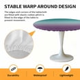 thumbnail image 6 of Green and Purple Ombre Elastic Fitted Round Table Cover Gradient Gradual Color Waterproof Outdoor Tablecloth for Holiday Party, Picnic, Patio & Dining Fits Tables Up to 45"-54", 6 of 8