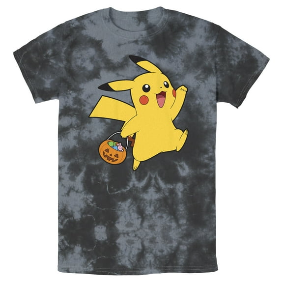 Men's Pokemon Halloween Trick-or-Treating Pikachu Graphic Tee Black/Charcoal Medium