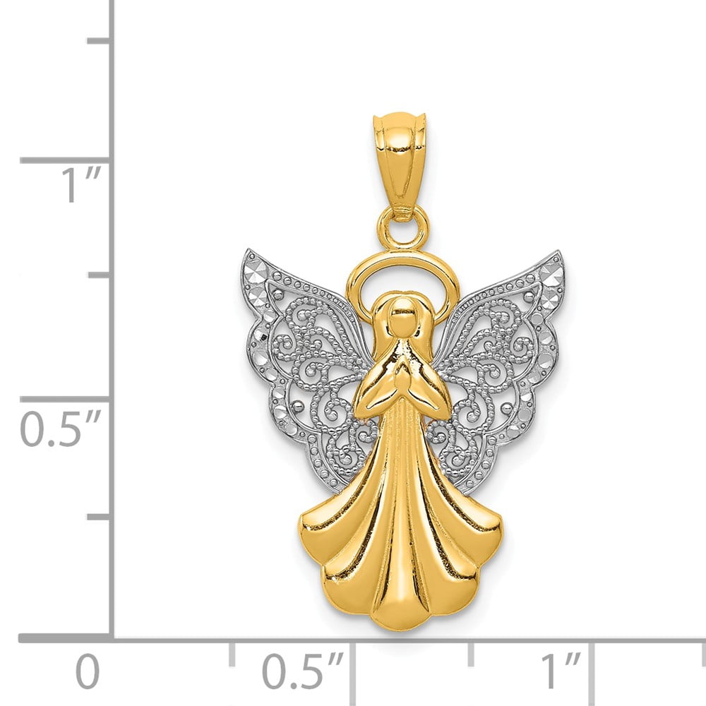 14k Yellow with White Rhodium Two-tone Gold Angel Pendant 14k Yellow with White Rhodium Two-tone Gold Angel Pendant