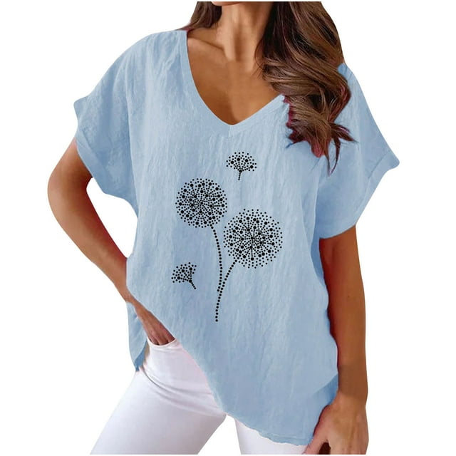 Birdeem T-Shirts à Col en V pour Femmes Mode Confortable Blouses Féminines Hauts