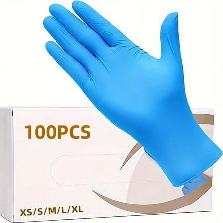 

KHJY Disposable Blue Nitrile Gloves Latex & Powder-Free Multi-Size (XS-XXL) Pack of 50/100/200 Durable Flexible Textured for Enhanced Grip Snug Fit Design