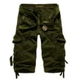thumbnail image 2 of XFLWAM Men's Cargo Shorts 3/4 Relaxed Below Knee Capri Cargo Pants Cotton Army Green L, 2 of 4