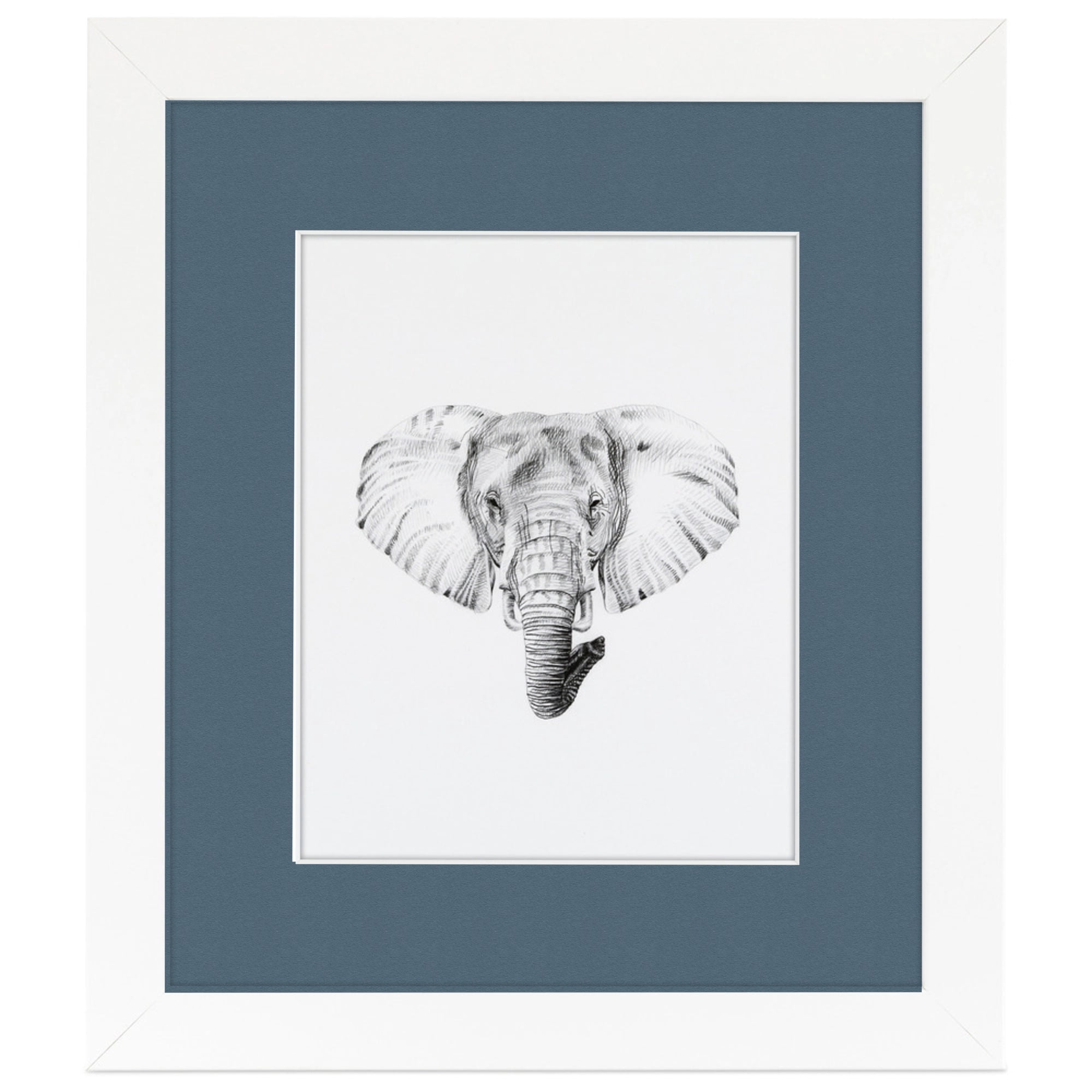 ArtToFrames 22x28" Matted Picture Frame with 18x24" Single Mat Photo Opening Framed in 1.25" Satin White Frame and 2" Dutch Blue Mat (FWM-3966-22x28)