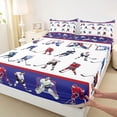 thumbnail image 3 of Homewish Boys Ice Hockey Print Twin Sheet Sets 3pcs,Sport Theme Twin Fitted Sheet Microfiber,Ball Gamer Breathable Flat Sheet,Super Cozy Room Decor, 3 of 7