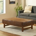 thumbnail image 1 of Noble House Large Ottoman Coffee Table Faux Leather Square Ottoman,Brown + Walnut, 1 of 7