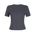 thumbnail image 5 of YANHAIGONG Women's Casual Slim Fit Basic Crop Tops,Activewear T Shirts Womens Solid Color Short Sleeve Crew Neck Pullover Tight Tee Shirts Streetwear Y2k Slim Tight Fit Going Out Tops, 5 of 5