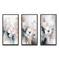 thumbnail image 3 of Designart "Grey Flowers Delicate V" Floral Framed Wall Art Set Of 3 - White Floral Frame Canvas Set For Living Room Decor, 3 of 6