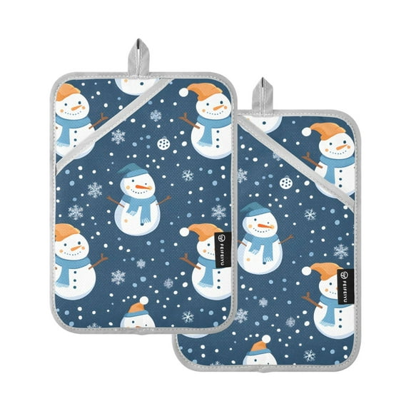 Pot Holders Set of 2 Heat Resistant 338℉ Kitchen Oven Gloves Potholder Cooking Baking Microwave Mitts Christmas Snowman Snowflakes