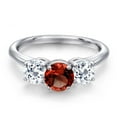 thumbnail image 3 of Gem Stone King 925 Sterling Silver Red Garnet and White Topaz Engagement Ring for Women | 2.20 Cttw | Round 6MM | Gemstone January Birthstone | Size 8, 3 of 6