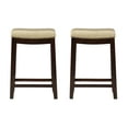 thumbnail image 5 of Linon Cessford 26" Backless Indoor Counter Stool, Dark Brown with Beige Faux Leather, Includes 2 Stools, 5 of 5