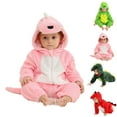 thumbnail image 3 of gcong Baby Boys Girls Romper Jumpsuit Dinosaur Pattern Flannel Hooded 𝐂osplay 𝐂ostume Winter Green Indoor Zipper Clothes, 3 of 6