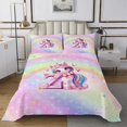 thumbnail image 1 of Erosebridal Pink Unicorn Coverlet Set King, Initial Z Letter Bedding Set, Flower Decor 3-Piece, 1 of 5