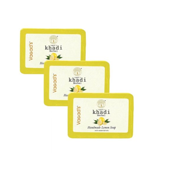 Vagad's Savon Artisanal aux Herbes Khadi Savon au Citron 125 g Lot de 3 Ensemble ( 125 g X 3 )