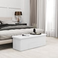 thumbnail image 1 of Giantex Folding Storage Ottoman, Upholstered PU Leather Bench, Collapsible Foot Rest Stool Storage Chest, White, 1 of 9