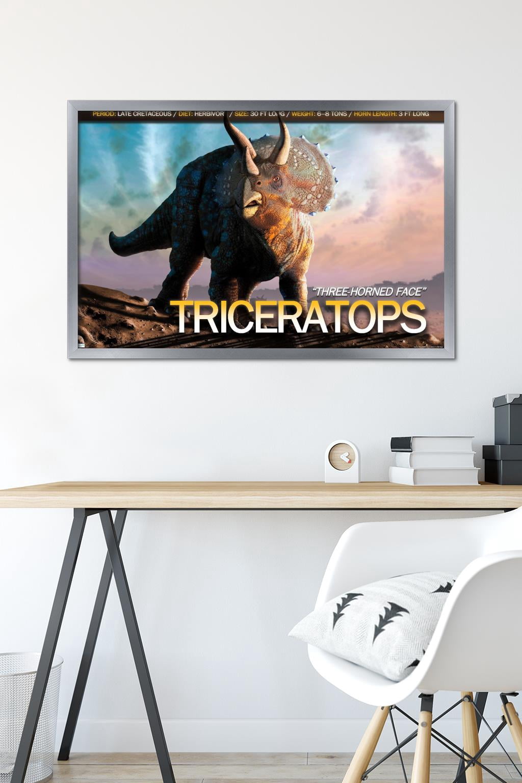 Dinosaurs - Triceratops Wall Poster, 22.375" x 34", Framed