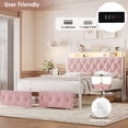thumbnail image 3 of Hiphuta Full Size Upholstered Canopy Bed with Charging Station & Storage Drawer,Button Tufted Headboard with LED Light, Full Bed Frames, Pink, 3 of 9
